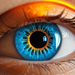 **Image Prompt 1: "Digital Guardian Eye"**
    A close-up, modern abstract depiction of a healthy human eye. The eye radiates a subtle, warm, golden-orange protective aura or shield, subtly integrated with stylized representations of Vitamin A molecules or beta-carotene shapes (like a carrot silhouette). In the blurred background, out of focus, are glowing digital screens (laptop, smartphone) emitting cool blue light, symbolizing digital eye strain. The overall mood is protective, clear, and serene, highlighting how Vitamin A guards vision in the digital age. High resolution, vibrant colors, soft lighting.