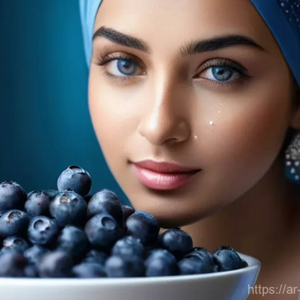 블루베리의 항산화 효능과 섭취 방법 - **Prompt:** "A beautifully composed close-up shot of a vibrant bowl of fresh blueberries, glistening...