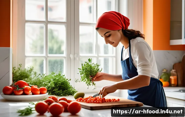 저염 식단을 위한 소스 추천 - **Prompt:** A vibrant and inviting scene in a modern, subtly Arabic-style kitchen. A young woman, dr...