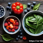 미세먼지로부터 폐를 보호하는 음식 - **Vibrant Antioxidant Feast:**
    "A visually striking flat lay of a colorful and abundant spread o...