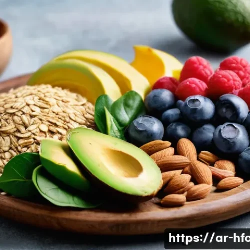 피로 회복에 좋은 음식 베스트 - **Prompt 1: "A bountiful and vibrant kitchen counter filled with an array of fresh, colorful, wholes...