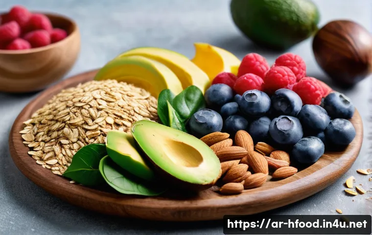 피로 회복에 좋은 음식 베스트 - **Prompt 1: "A bountiful and vibrant kitchen counter filled with an array of fresh, colorful, wholes...