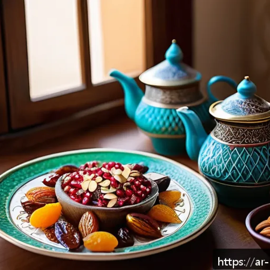 저지방 고단백 스낵 추천 - A vibrant, culturally rich Middle Eastern kitchen scene featuring a traditional wooden table set wit...