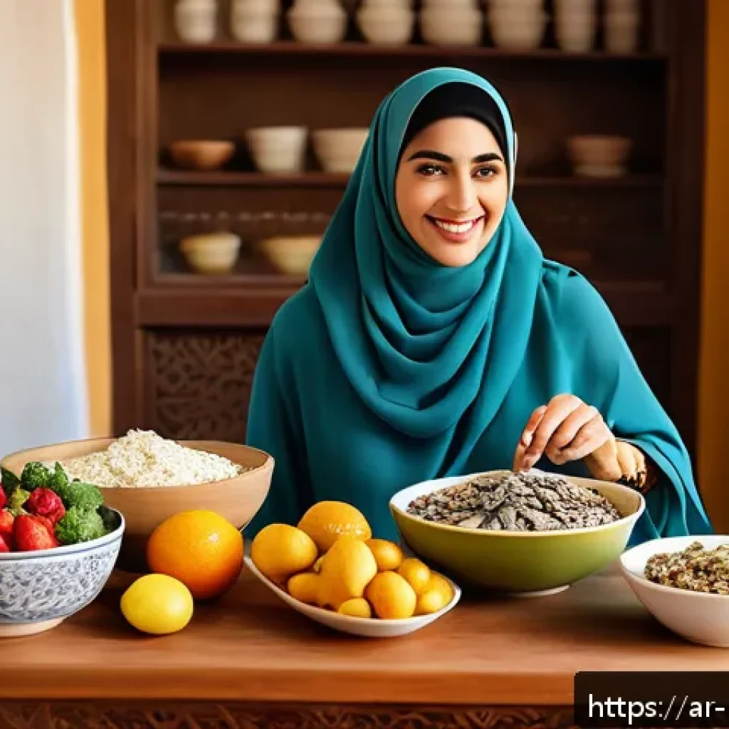 뼈 건강을 위한 칼슘 보충 방법 - A vibrant Middle Eastern kitchen scene featuring a traditional wooden table set with natural calcium...