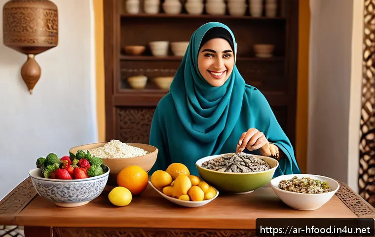 뼈 건강을 위한 칼슘 보충 방법 - A vibrant Middle Eastern kitchen scene featuring a traditional wooden table set with natural calcium...